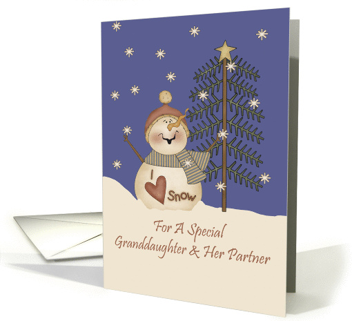 Granddaughter And Her Partner Cute Snowman Christmas card (1157348)