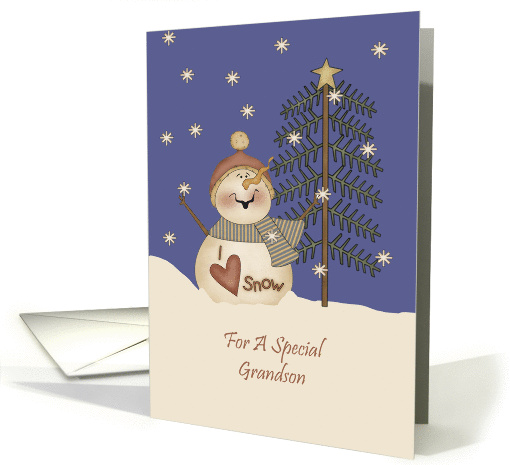 Grandson Cute Snowman Christmas card (1157364)
