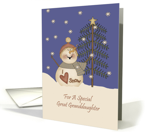 Great Granddaughter Cute Snowman Christmas card (1157866)