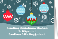 Brother and His Boyfriend Vintage Ornaments Christmas Card