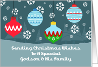 Godson and His Family Vintage Ornaments Christmas Card