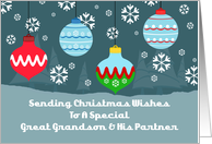 Great Grandson & His Partner Vintage Ornaments Christmas Card