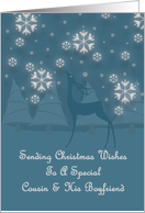 Cousin and His Boyfriend Reindeer Snowflakes Christmas Card