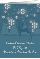 Daughter and Daughter In Law Reindeer Snowflakes Christmas Card