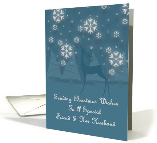 Friend & Her Husband Reindeer Snowflakes Christmas card (1250812)