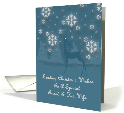 Friend & His Wife Reindeer Snowflakes Christmas card (1251614)