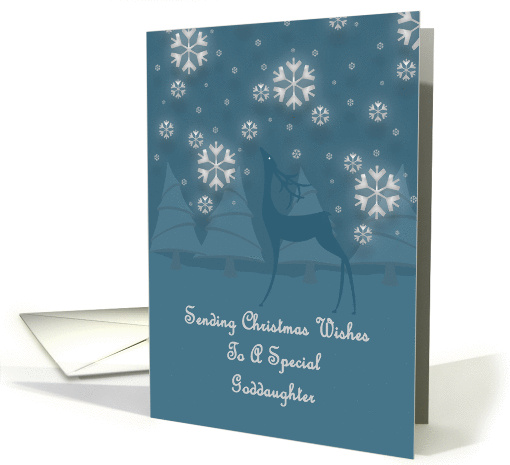 Goddaughter Reindeer Snowflakes Christmas card (1251622)