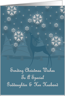Goddaughter & Her Husband Reindeer Snowflakes Christmas Card