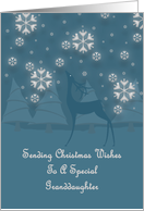 Granddaughter Reindeer Snowflakes Christmas Card