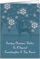 Granddaughter & Her Fiance Reindeer Snowflakes Christmas Card