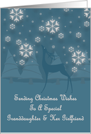 Granddaughter & Her Girlffriend Reindeer Snowflakes Christmas Card