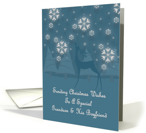 Grandson & His Boyfriend Reindeer Snowflakes Christmas card (1253668)