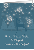 Grandson & His Girlfriend Reindeer Snowflakes Christmas Card