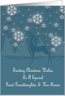 Great Granddaughter & Her Fiance Reindeer Snowflakes Christmas Card