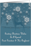 Great Grandson & His Boyfriend Reindeer Snowflakes Christmas Card