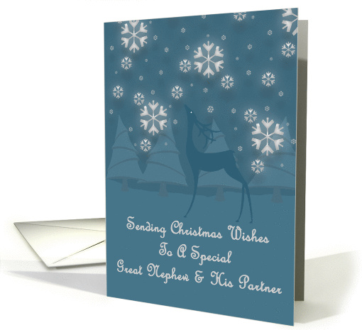 Great Nephew & His Partner Reindeer Snowflakes Christmas card