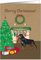 Christmas Tree Rottweiler Christmas Card