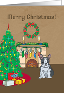 Christmas Tree Boston Terrier Christmas Card