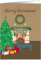 Christmas Tree Dachshund Christmas Card