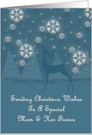 Mom and Her Fiance Reindeer Snowflakes Christmas card
