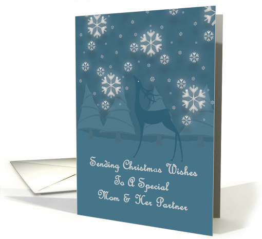 Mom and Her Partner Reindeer Snowflakes Christmas card (1322296)
