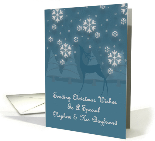 Nephew And His Boyfriend Reindeer Snowflakes Christmas card (1323136)