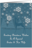 Sister And Her Wife Reindeer Snowflakes Christmas card