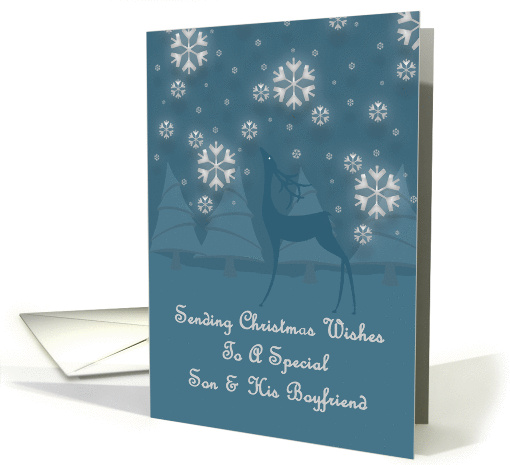 Son And His Boyfriend Reindeer Snowflakes Christmas card (1323620)