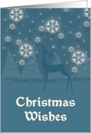 Christmas Wishes Reindeer Snowflakes Christmas card