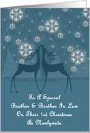 Brother And Brother In Law Reindeer Snowflakes 1st Christmas Card