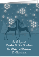 Brother And His Husband Reindeer Snowflakes 1st Christmas Card