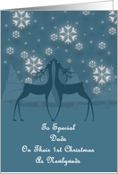 Dads Reindeer Snowflakes 1st Christmas Card