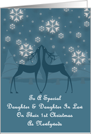 Daughter And Daughter In Law Reindeer Snowflakes 1st Christmas Card