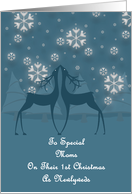 Moms Reindeer Snowflakes 1st Christmas Card