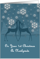 On Your 1st Christmas Reindeer Snowflakes 1st Christmas Card