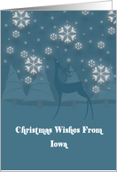 Iowa Reindeer Snowflakes Christmas Card