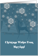 Maryland Reindeer Snowflakes Christmas Card