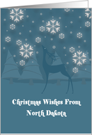 North Dakota Reindeer Snowflakes Christmas Card