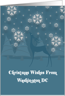 Washington DC Reindeer Snowflakes Christmas Card