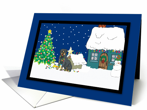 Christmas Decorating Rottweiler Christmas card (251391)