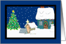 Christmas Lights Yorkie Christmas Card