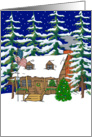 Patriotic Log Cabin Christmas Card