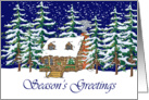 Seasons Greetings Cabin Christmas Card