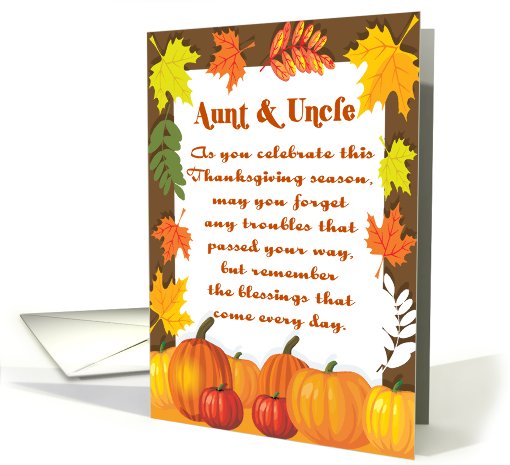 A Blessing For Aunt And Uncle Happy Thanksgiving card (576875)