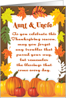 A Blessing For Aunt And Uncle Happy Thanksgiving Card