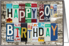 License Plates Happy 20th Birthday Card Car Lover card