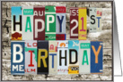 License Plates Happy 21st Birthday Card Car Lover card