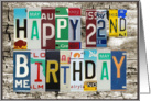 License Plates Happy 22nd Birthday Card Car Lover card