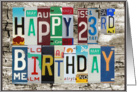 License Plates Happy 23rd Birthday Card Car Lover card