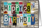 License Plates Happy 28th Birthday Card Car Lover card